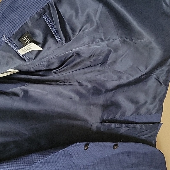 Lauren Ralph Lauren Mens Navy Blue Plaid Two Button Blazer - Size 46L - Picture 12 of 14